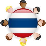 Thailand Flag Button Teamwork People Group