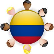 Colombia Flag Button Teamwork People Group