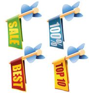Arrows with banners and marketing texts