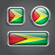 Guyana flag glass buttons