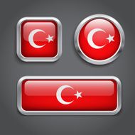 Turkey flag glass buttons