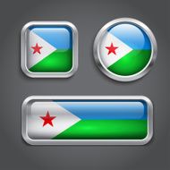 Djibouti flag glass buttons