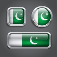 Pakistan flag glass buttons