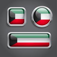 Kuwait flag glass buttons