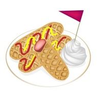 Freshly Corn Dogs or Hot Dog Waffles on White Plate