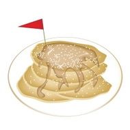 Five Tradition Pancakes with Icing and Honey