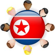 North Korea Flag Glossy Button with People