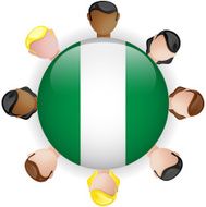 Nigeria Flag Glossy Button with People