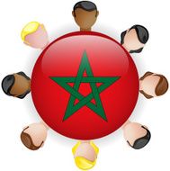 Morocco Flag Glossy Button with People