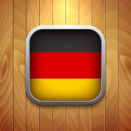 Rounded Square Germany Flag Icon on Wood Texture