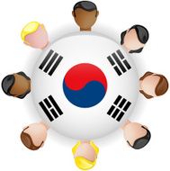 South Korea Flag Glossy Button with People