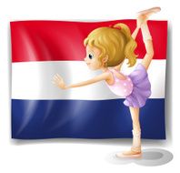 The Netherlands flag and gymnast