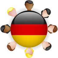 Germany Flag Glossy Button with People