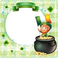 Stationery for St Patrick&#039;s day with old man and pot coins