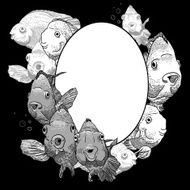 Monochrome frame with fish
