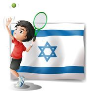 The flag of Israel and tennis player