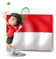 tennis player with the Indonesian flag
