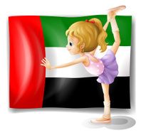 ballet dancer in front of the UAE flag