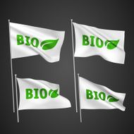 Bio with leaf - white vector flags