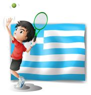tennis player and the flag of Greece