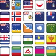 Antarctic and Russian Flags Square Buttons