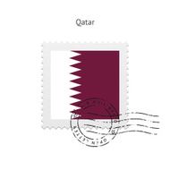 Qatar Flag Postage Stamp