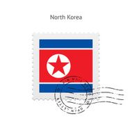 North Korea Flag Postage Stamp