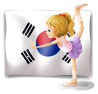 Ballet dancer in front of the South Korean flag N2
