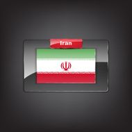 Glass button with the flag of Iran