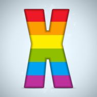 Gay Pride Glass Alphabet with Rainbow Flag