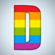 Gay Pride Glass Alphabet with Rainbow Flag N3
