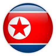 North Korea Flag Glossy Button N5