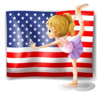 Flag USA at the back of a dancer