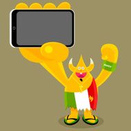 Yellow horned Italian character mobile device