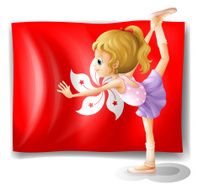 Ballet performer and the flag of Hongkong