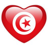 Tunisia Flag Heart Glossy Button N2