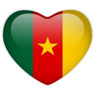 Cameroon Flag Heart Glossy Button N2