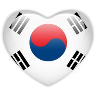 South Korea Flag Heart Glossy Button N2