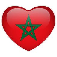 Morocco Flag Heart Glossy Button N2