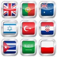 metal square national flags N2