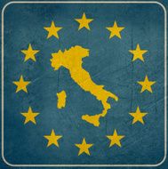 Grunge Italy European button