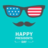 Glasses and mustaches Presidents Day background flat design