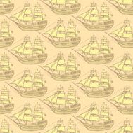 Sketch sea ship in vintage style