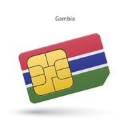 Gambia mobile phone sim card with flag