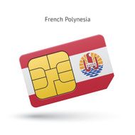 French Polynesia mobile phone sim card with flag
