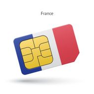 France mobile phone sim card with flag