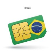 Brazil mobile phone sim card with flag