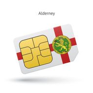 Alderney mobile phone sim card with flag