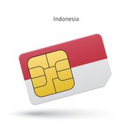 Indonesia mobile phone sim card with flag