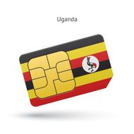 Uganda mobile phone sim card with flag